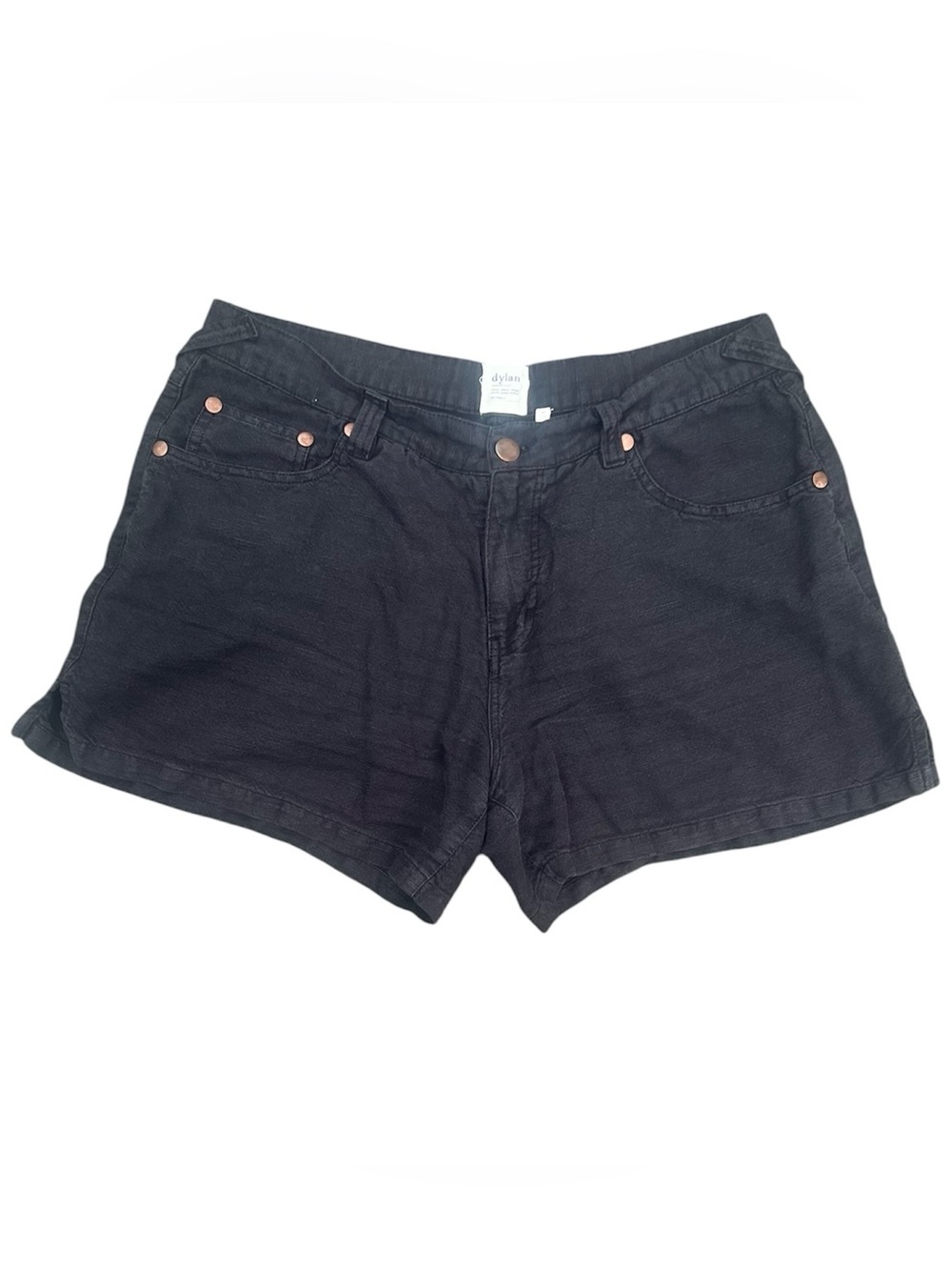 Anthropologie Dylan by True Grit| Cotton-Linen Button Shorts Black size 10 - Picture 2 of 5